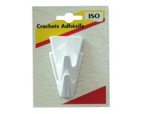 Crochet adhésif - triangle - blanc - lot de 2