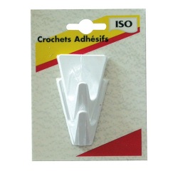 Crochet adhésif - triangle - blanc - lot de 2