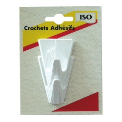 Crochet adhésif - triangle - blanc - lot de 2