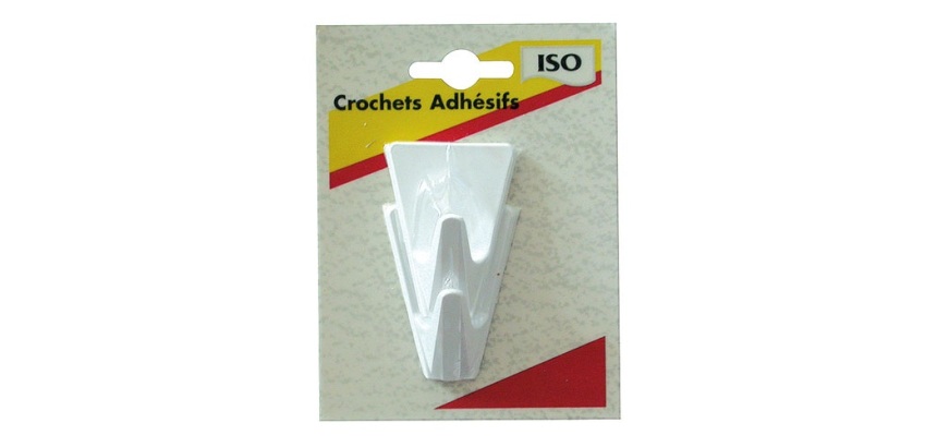 Crochet adhésif - triangle - blanc - lot de 2