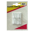 Crochet adhésif mini - nylon - blanc - lot de 4