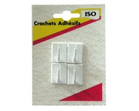 Crochet adhésif mini - nylon - blanc - lot de 4