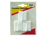 Crochet adhésif - carré - blanc - lot de 3