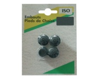 Embout patin pied de chaise - caoutchouc - noir - 10 mm - sachet de 4