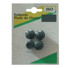 Embout patin pied de chaise - caoutchouc - noir - 10 mm - sachet de 4