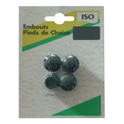 Embout patin pied de chaise - caoutchouc - noir - 10 mm - sachet de 4