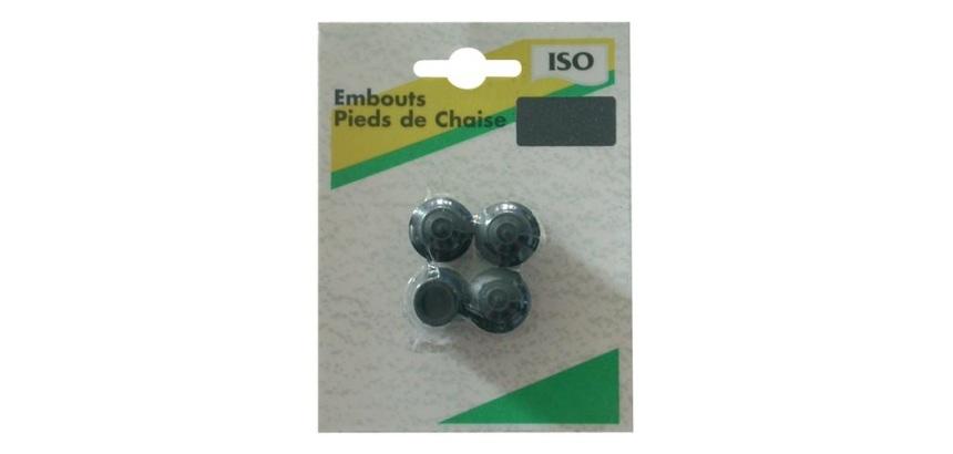 Embouts patins pour pieds de chaises en caoutchouc noir, lot de 4