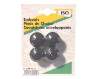 Embout patin pied de chaise - caoutchouc - noir - 16 mm - sachet de 4