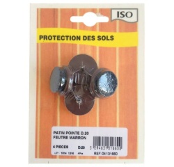 Patin à pointe - métal - marron - 20 mm - sachet de 4