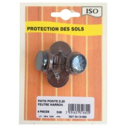 Patin à pointe - métal - marron - 20 mm - sachet de 4