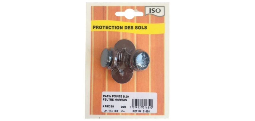 Patin à pointe - métal - marron - 20 mm - sachet de 4