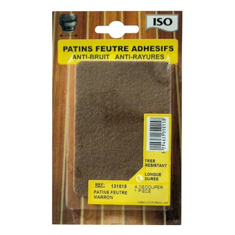 Patin adhésif - feutre -marron - 75 x 100 mm