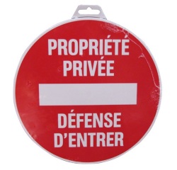 Disque Propriété privée défense d'entrer - rouge/blanc - 180 mm