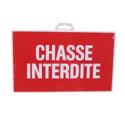 Plaque Chasse interdite - rouge/blanc - 330 x 200 mm