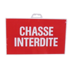 Plaque Chasse interdite - rouge/blanc - 330 x 200 mm