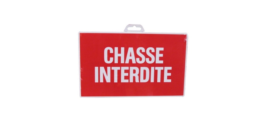 Plaque Chasse interdite - rouge/blanc - 330 x 200 mm