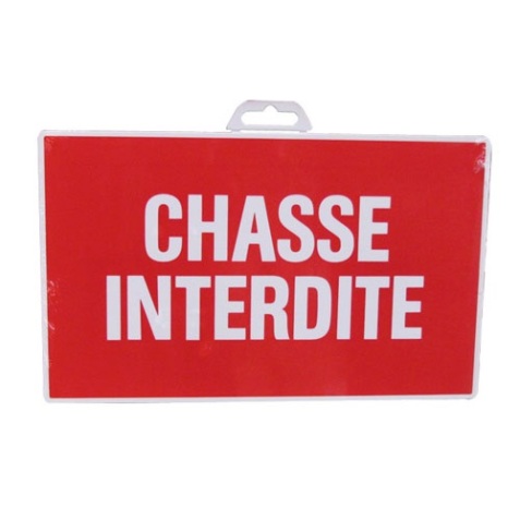 Plaque Chasse interdite - rouge/blanc - 330 x 200 mm