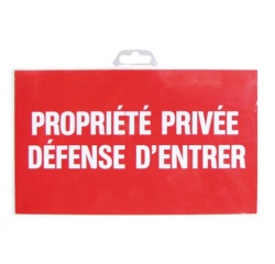 Plaque Propriété privée défense d'entrer - rouge/blanc - 330 x 200 mm