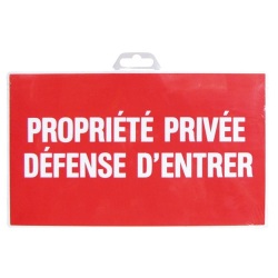 Plaque Propriété privée défense d'entrer - rouge/blanc - 330 x 200 mm