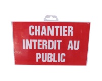 Plaque Chantier interdit au public - rouge/blanc - 330 x 200 mm