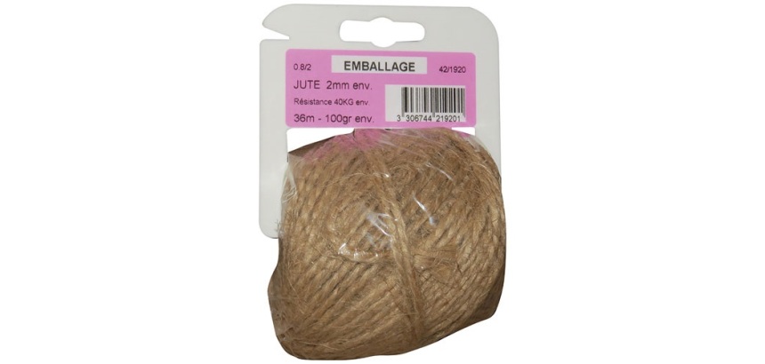 Ficelle jute 0.8/2 x 100gr sur cavalier plastique