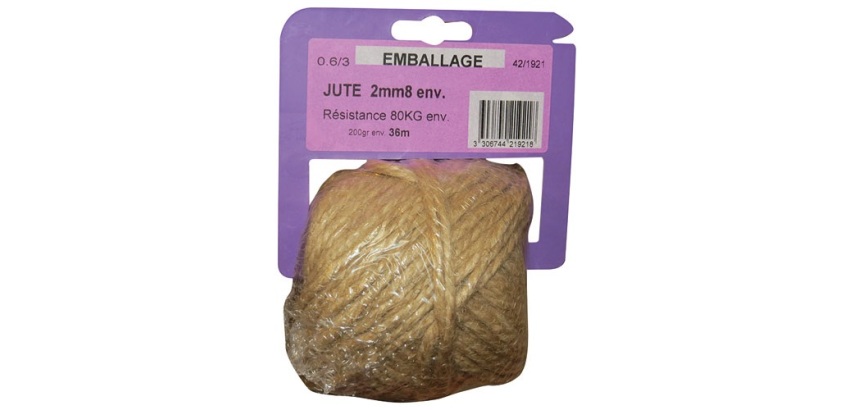 Ficelle jute 0.6/3 x 200gr sur cavalier plastique