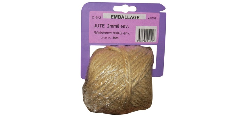 Ficelle jute 0.6/3 x 200gr sur cavalier plastique