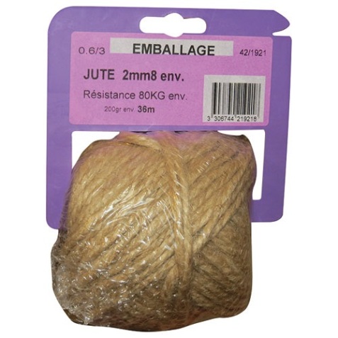 Ficelle jute 0.6/3 x 200gr sur cavalier plastique