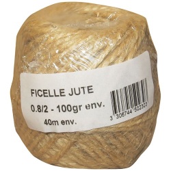 Ficelle jute - 0.8/2 - D2 mm env. pelote - 100 g - L : 40 m