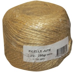 Ficelle jute - 0.8/2 - D2 mm env. pelote - 250 g - L : 100 m