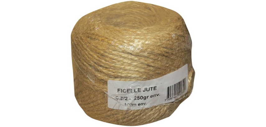 Ficelle jute - 0.8/2 - D2 mm env. pelote - 250 g - L : 100 m