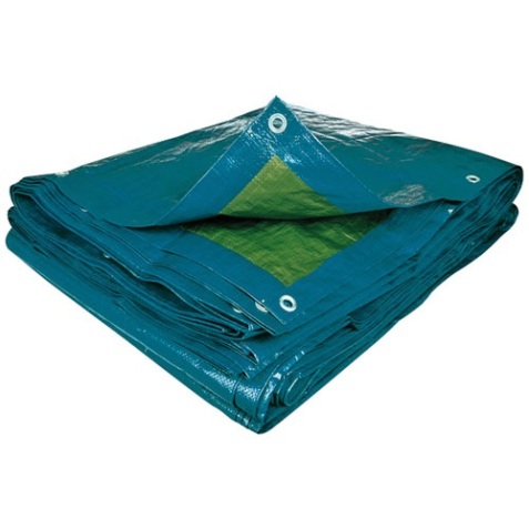 Bâche éco multi-usages - 70 g/m² - polyéthylène - bleu/vert - 8 x 5 m