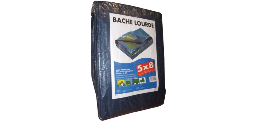 Bache pro renforcée - 140 g/m² - polyéthylène - bleu/vert - 8 x 5 m