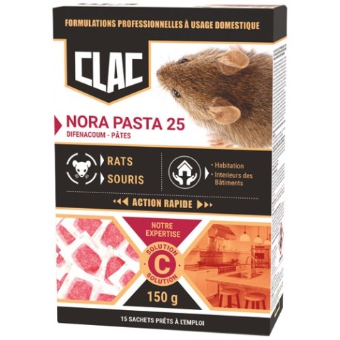 Appât pâte - Nora pasta 25 - rats et souris - action rapide - 150 g - 15 sa