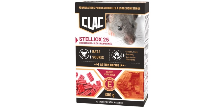 Appât bloc  - Stelliox 25 - rats et souris - action rapide - 300 g