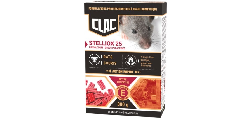 Appât bloc  - Stelliox 25 - rats et souris - action rapide - 300 g