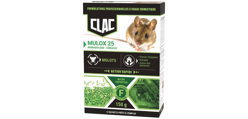 Appât céréales - Mulox 25 - mulot et campagnols - action rapide - 150 g - 6