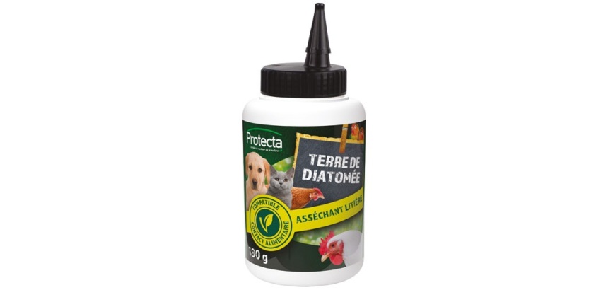 Terre de diatomée - asséchant litière - basse-cour et animaux - 180 g