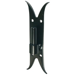 Gond sur platine bout queue de carpe - D16 - H : 220 mm - 40 x 3 mm - noir