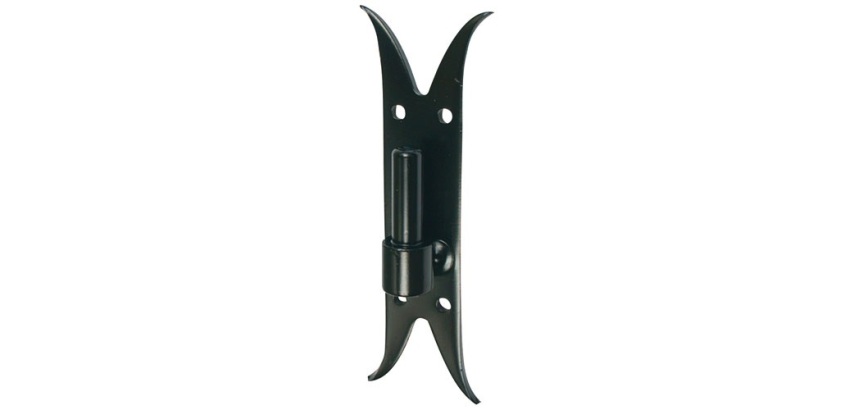 Gond sur platine bout queue de carpe - D16 - H : 220 mm - 40 x 3 mm - noir