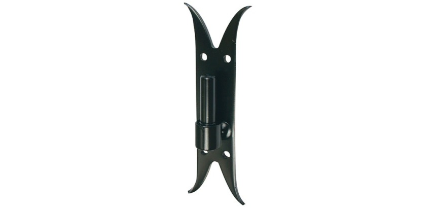 Gond sur platine bout queue de carpe - D16 - H : 220 mm - 40 x 3 mm - noir