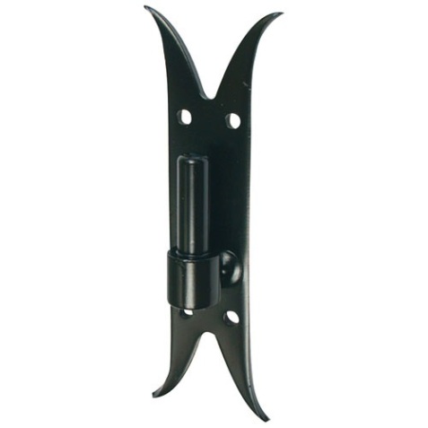 Gond sur platine bout queue de carpe - D16 - H : 220 mm - 40 x 3 mm - noir