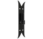 Gond sur platine bout queue de carpe - D14 - H : 220 mm - 40 x 3 mm - noir