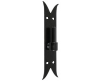 Gond sur platine bout queue de carpe - D14 - H : 220 mm - 40 x 3 mm - noir