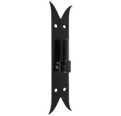 Gond sur platine bout queue de carpe - D14 - H : 220 mm - 40 x 3 mm - noir