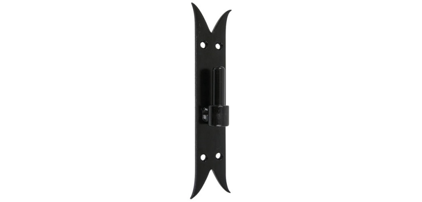 Gond sur platine bout queue de carpe - D14 - H : 220 mm - 40 x 3 mm - noir