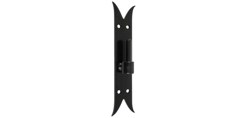 Gond sur platine bout queue de carpe - D14 - H : 220 mm - 40 x 3 mm - noir