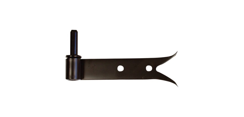 Gond à plaquer bout queue de carpe - axe amovible - D14 - 160 x 35 x 4 mm -