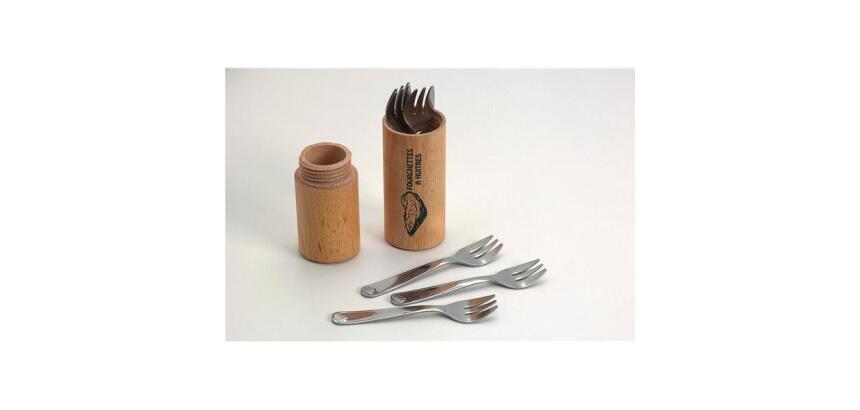 Lot de 6 fourchettes à huitre avec fourreau