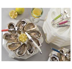 Lot de 6 assiettes de 9 huitres Blanc Nacré